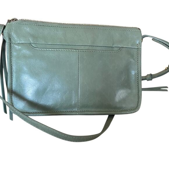 Hobo Billie Sage Green Zipper Leather Crossbody Purse - Picture 3 of 10